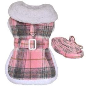 Sherpa-Lined Dog Harness Coat - Pink & White Plaid (Option: X-Small) Sherpa-Lined Dog Harness Coat - Pink & White Plaid (Option: X-Small)